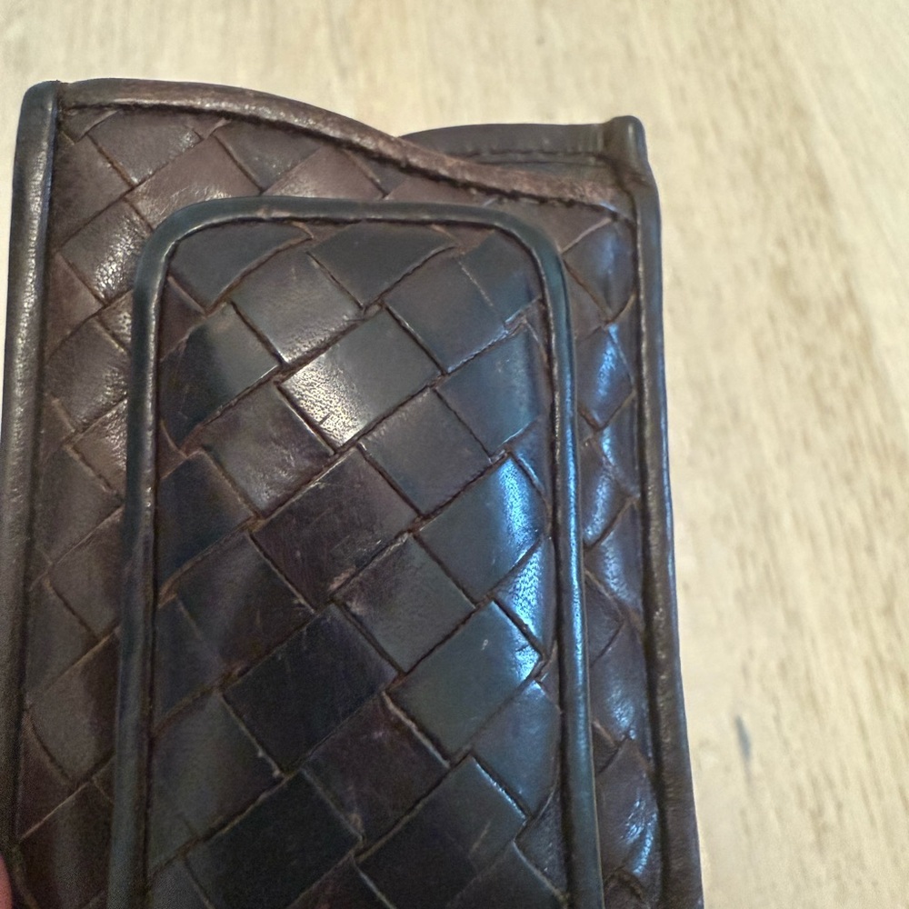 Cole Haan Brown Woven Leather Wallet with Magnetic Money Clip